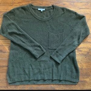 Madewell Thompson Pocket Ribbed Pullover Sweater Olive Green/Dark Green Size XS